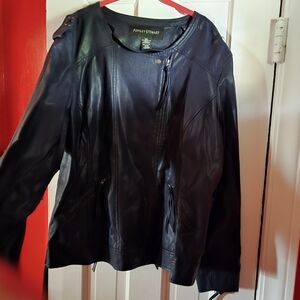 Ashley Stewart Women's Dark Leather Jacket